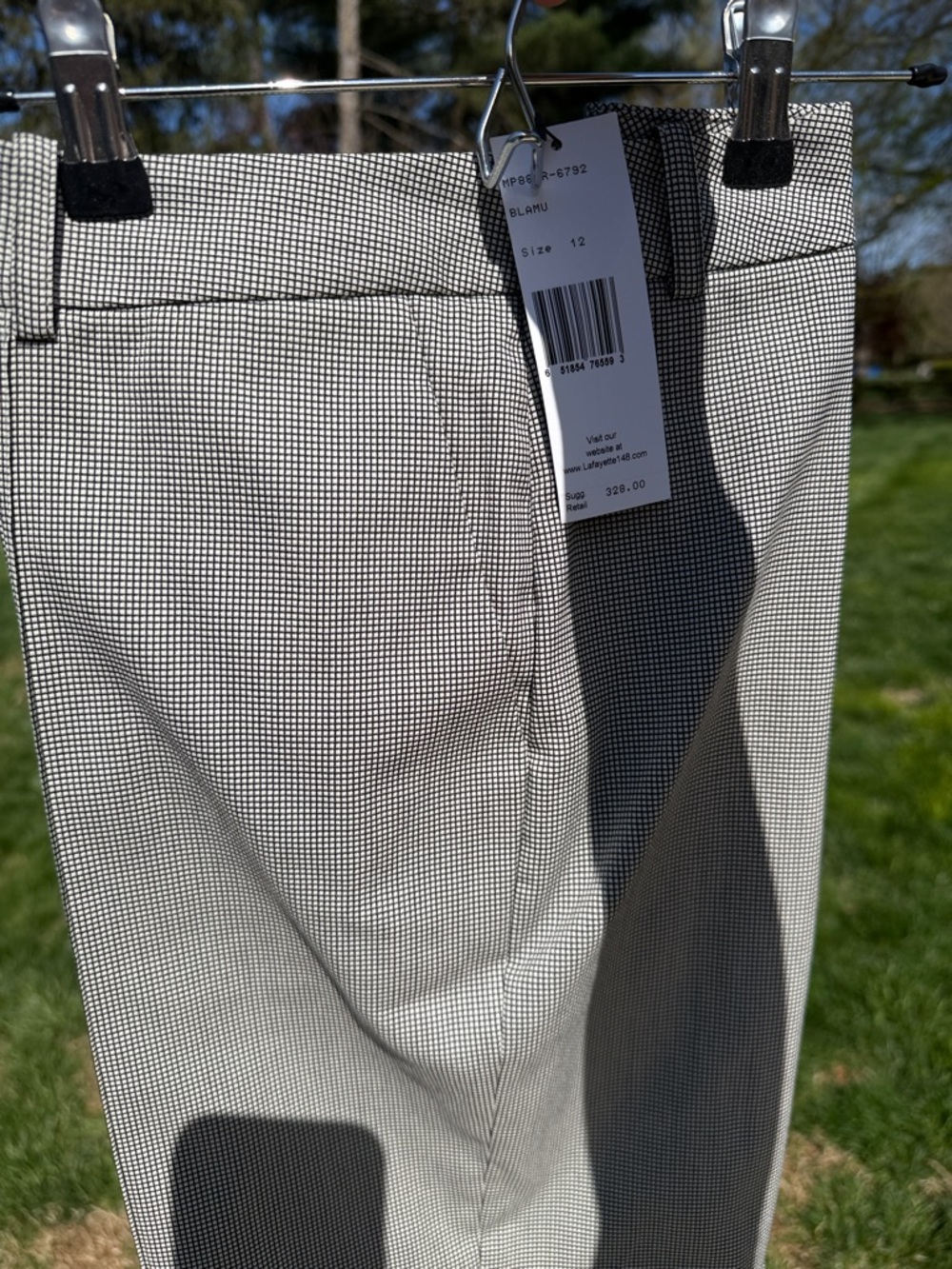 Lafayette 148 New York Classic Micro-Check Dress Pants in Black & White Size 12